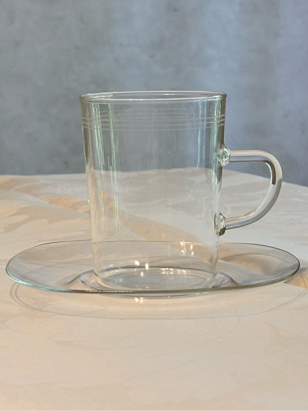 Vintage Schott Mainz JENAer Glas Cup & Saucer German MCM Clear Glass
